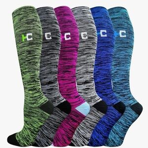 Colorful Compression Socks - Green, Light Blue, Dark Blue